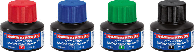 Edding Nachfülltusche PTK 25 für Edding 30, 33 – grün, geruchsarm, wasserfest, lichtbeständig, 25 ml