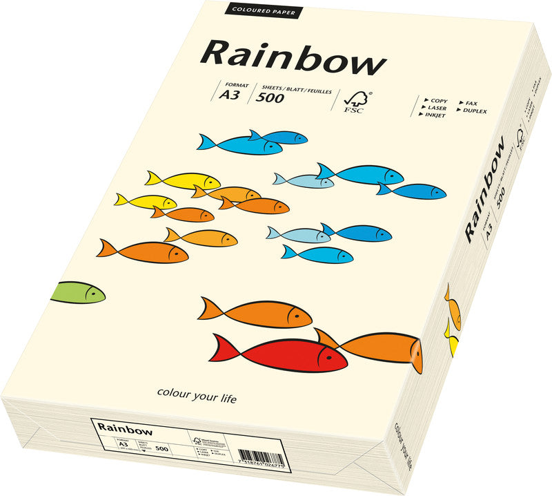 Rainbow Kopierpapier – A3, 80 g/m², Hellchamois – für Inkjet, Laser, Kopierer – FSC – 500 Blatt