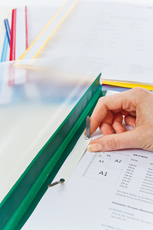 Q-CONNECT Schnellhefter – A4, PP, Grau, Metall-Deckleiste, Beschriftungsfeld