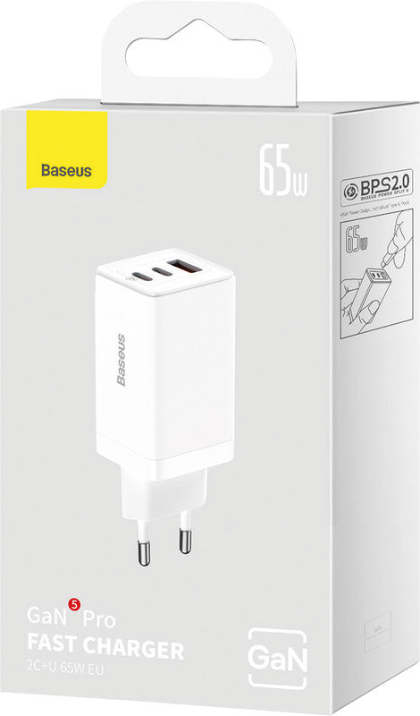 Baseus GaN 5 Pro Ladegerät – 65 W, 2× USB-C + 1× USB-A, PD 3.0