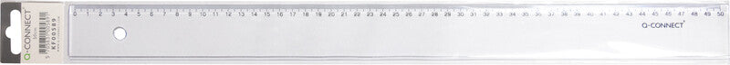 Q-connect Wandtafel-Lineal 50 cm – Kunststoff, transparent, mit Tuschekante