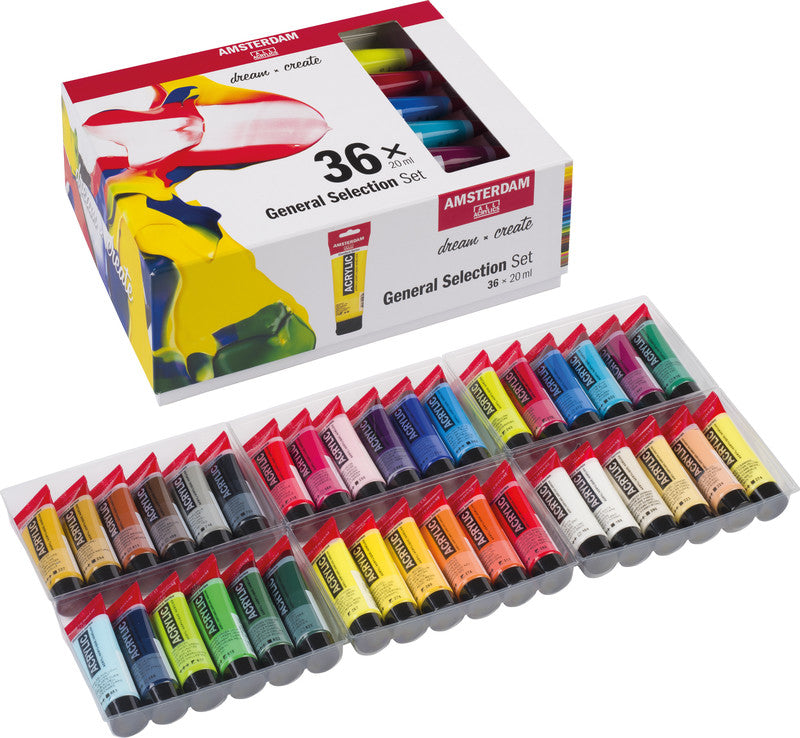 Royal Talens Amsterdam – Acrylic Standard – Acrylfarbe – Set – 36 Farben, sortiert, 36 × 20 ml