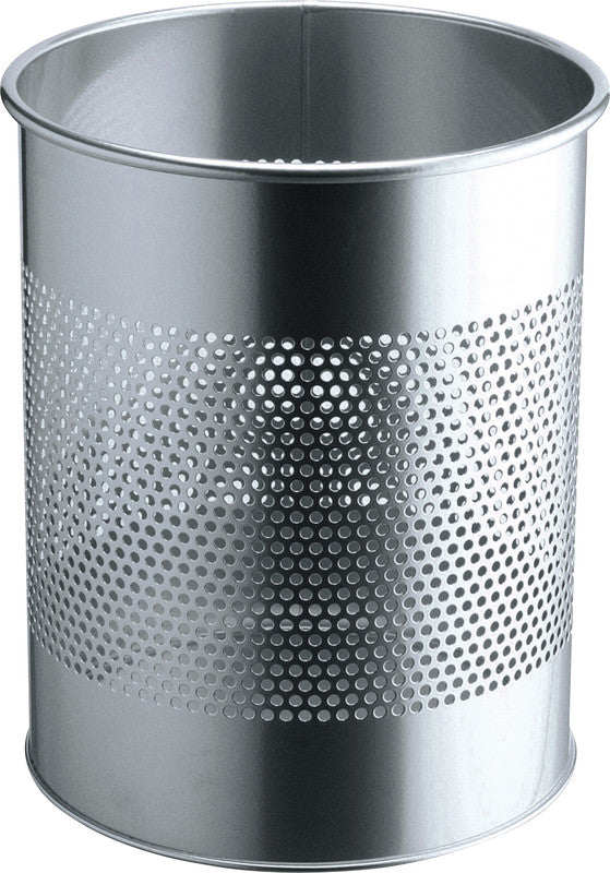 Durable Papierkorb – 15 l – Metall, Silber – Ø 260 × H 315 mm