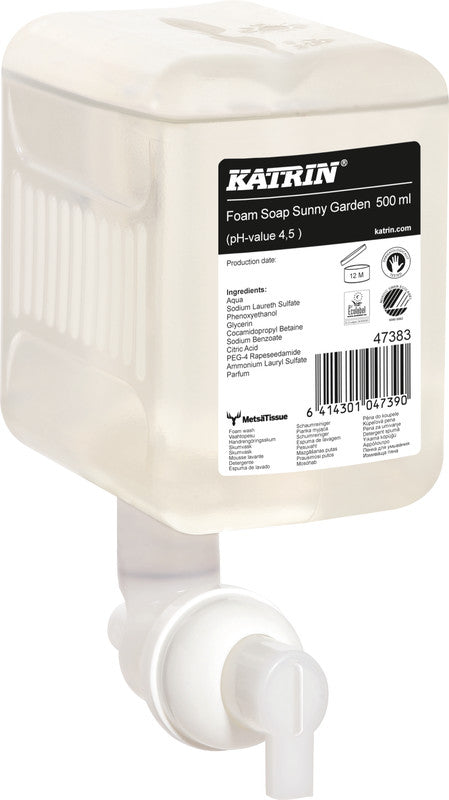 KATRIN Seifenkartusche – Kunststoff, Weiss, 500 ml, Schaumig, Sunny Garden, für KATRIN Inclusive Seifenspender