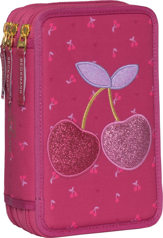 Beckmann Klassisches Triple Schuletui, gefüllt – Cherry – Polyester – 13 × 20,5 × 7 cm
