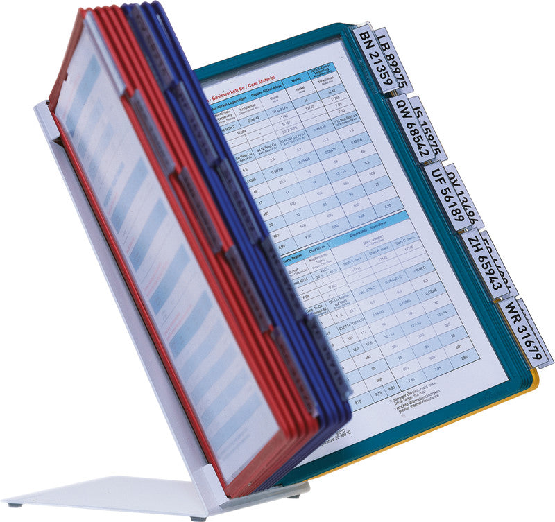 Durable Sichttafelsystem Tischständer – 270 × 395 mm, grau, Metall/Kunststoff, Reiter inkl., scannertauglich