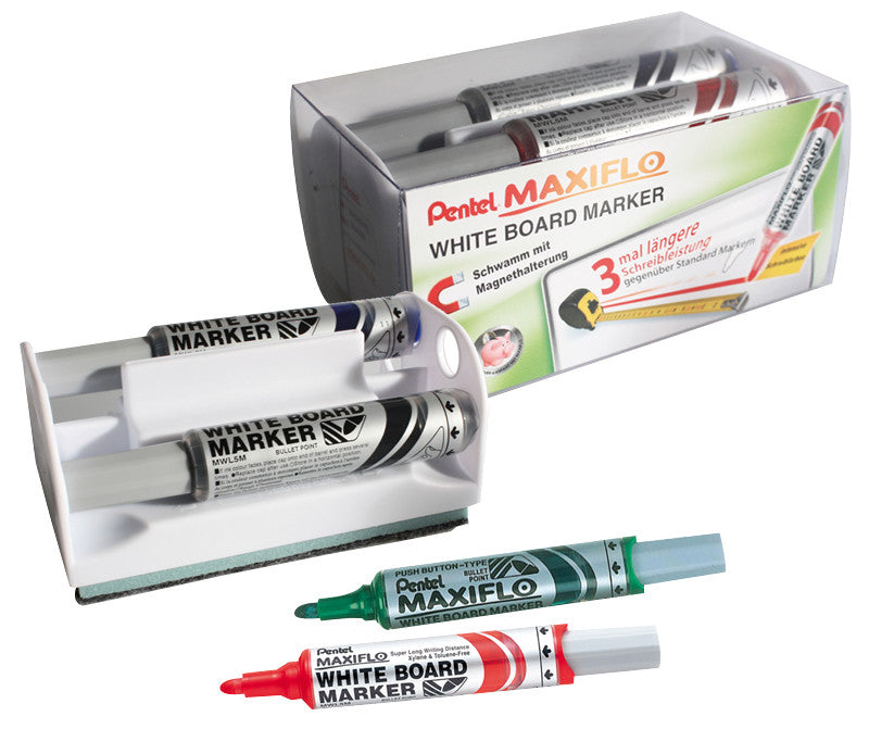 Pentel Whiteboard-Marker MWL5M – Konische Spitze 6 mm – Sortiert – 4er-Set – Trocken abwischbar