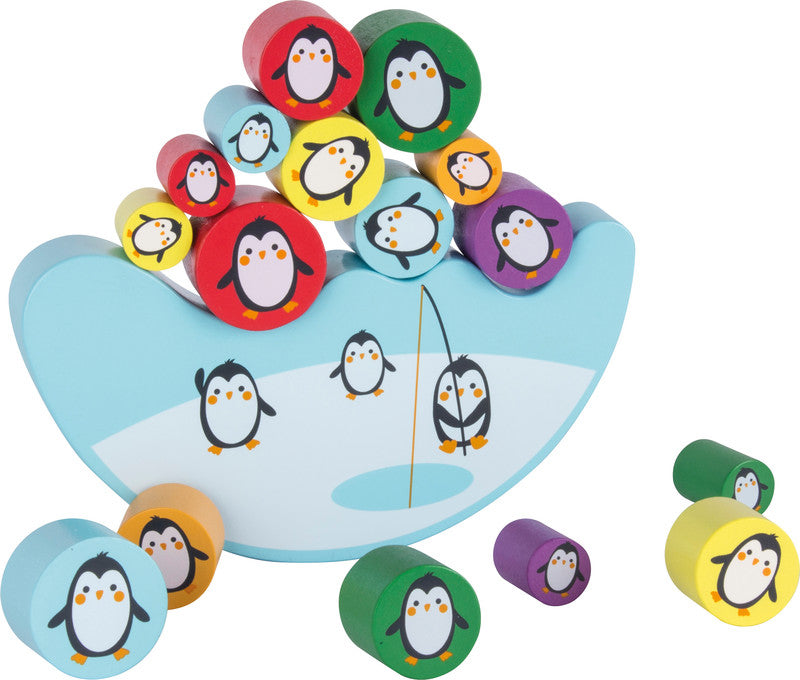 APLI Kids Balancierspiel Pinguin – ab 1 Spieler, ab 4 Jahren, 16 Teile, 227 × 270 × 35 mm, MDF, mehrfarbig