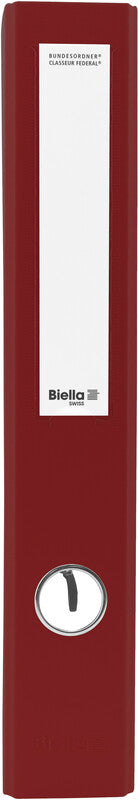 Biella Ordner – A4 hoch – 2-Ring Hebelmechanik, Rücken 40 mm – weinrot, mit Niederhalter, FSC