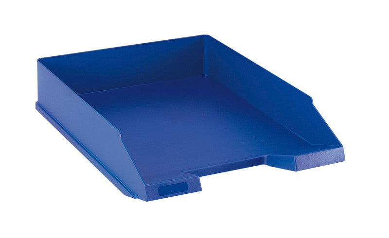 Helit Stapelbarer Briefkorb mit Griffausschnitt, Beschriftungsfeld, matt, blau, B 255 × H 67 × T 345 mm
