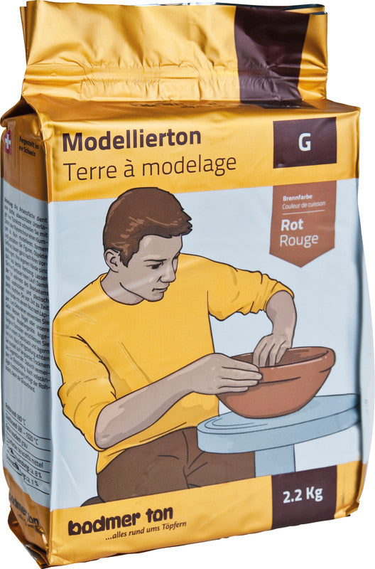Bodmer ton Modellierton G – Rot – 2,2 kg – für Basteln