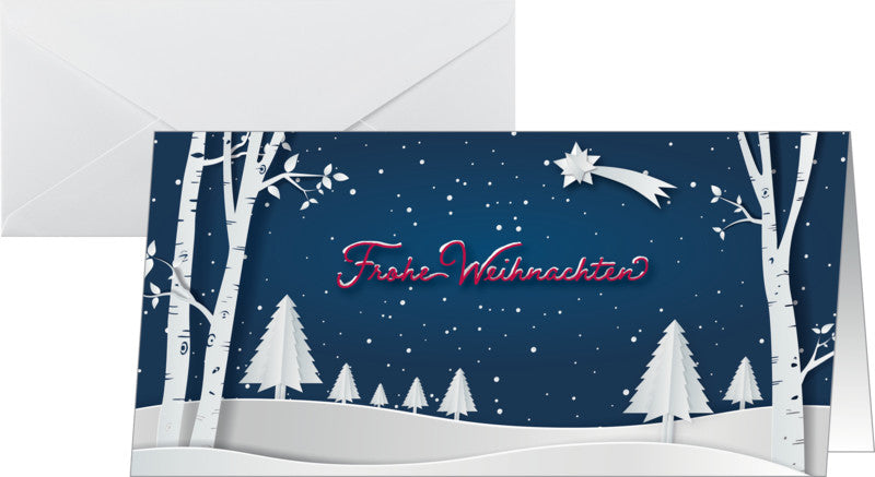 Sigel Weihnachtsgrusskarte (Pop-up Winterlandschaft) – 220 × 110 mm – mit Umschlägen, Edelkarton, 25er Pack