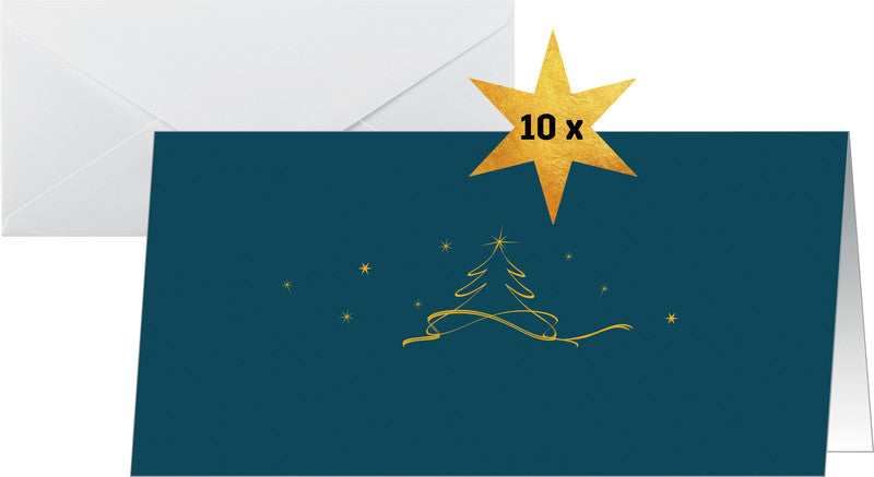 Sigel Grusskarte Weihnachtsbaum – 220 × 110 mm – mit Umschlägen, für Inkjet/Laser/Kopierer