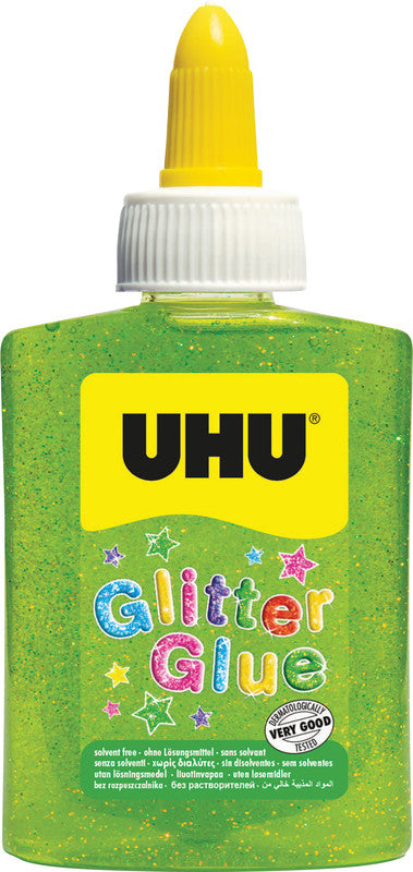 UHU Glitzerkleber – Grün – 88,5 ml – Auswaschbar, Lösungsmittelfrei – Für Basteln
