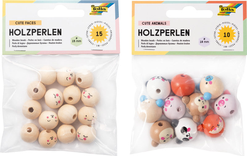 Folia Holzperlen – Natur – 15 Stück