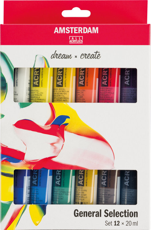 Royal Talens Amsterdam – Acryl Standard – Acrylfarbe – Set – 12 Farben, 12 × 20 ml