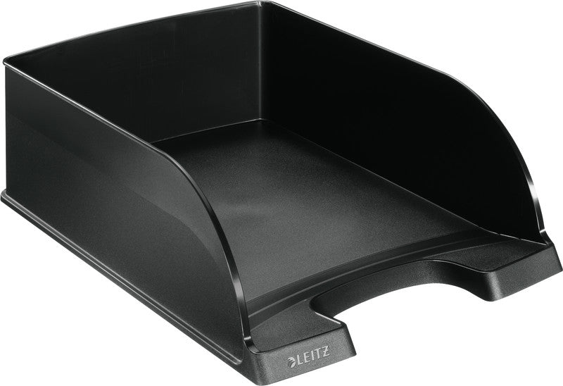 Leitz Briefkorb – mit Griffausschnitt, mit Beschriftungsfeld, matt, schwarz, B 255 × H 103 × T 357 mm