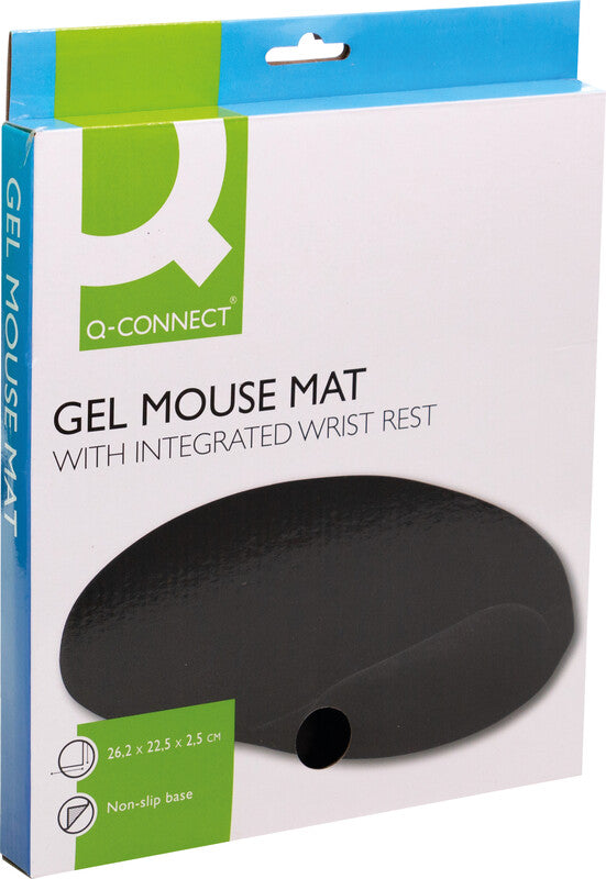 Q-CONNECT Mausmatte mit Handgelenkauflage Ergonomisch – Memory-Schaum – 225×255×24 mm – Schwarz