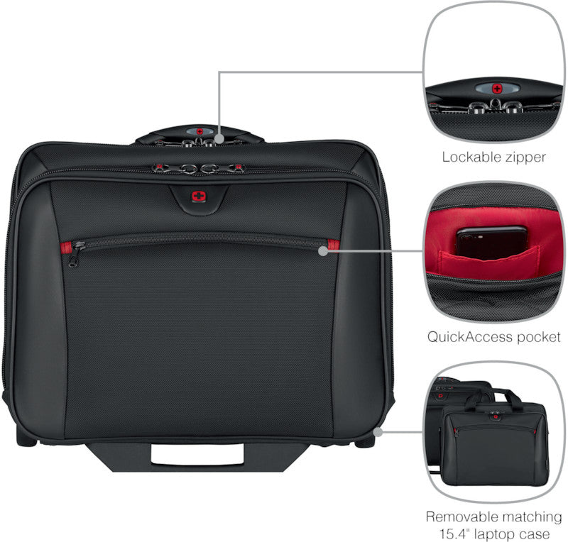 Wenger/SwissGear Wenger Notebook-Trolley Handgepäck – für Notebooks bis 17", Polyester, 2 Rollen, schwarz, 44 × 42 × 25 cm