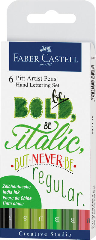 Faber-Castell Tuschefüller Pitt Artist Pen Lettering, Strichbreite 0,3 mm, wasserfest, 6 Stk.