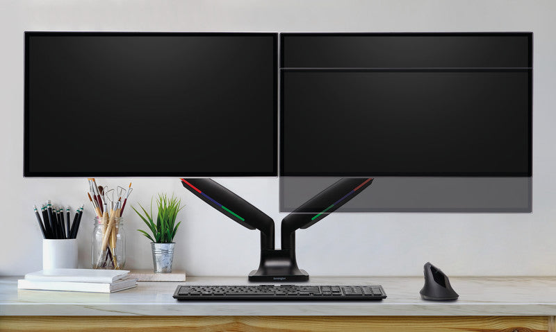 Kensington One Touch SmartFit – Monitorarm, 2 Monitore, Tischklemme, bis 34", VESA 75 × 75/100 × 100 mm, 9 kg