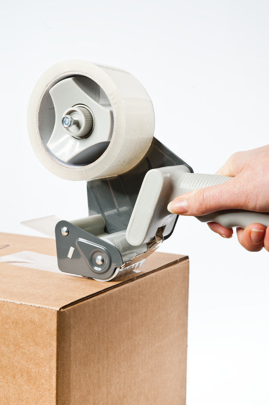 Q-Connect Verpackungsbandabroller – für Rollenbreite bis 50 mm, für Bandlänge bis 66 m, mit Bremse