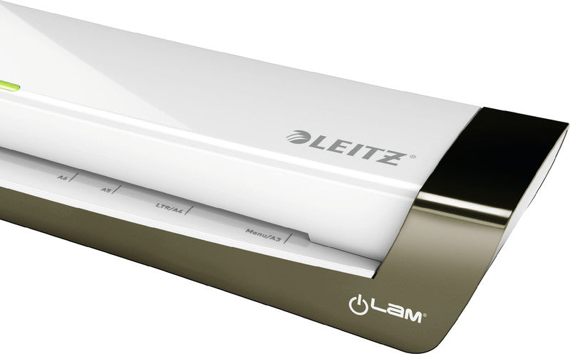 Leitz iLAM Office 1 Laminiergerät A3 – 2-Rollen, 80–125 µm, 1 Min. Aufheizzeit, 400 mm/min, Silber