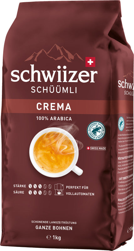 Schwiizer Schüümli Bohnenkaffee Crema – 1 kg – Arabica – Mittlere Röstung – Intensität 3/5