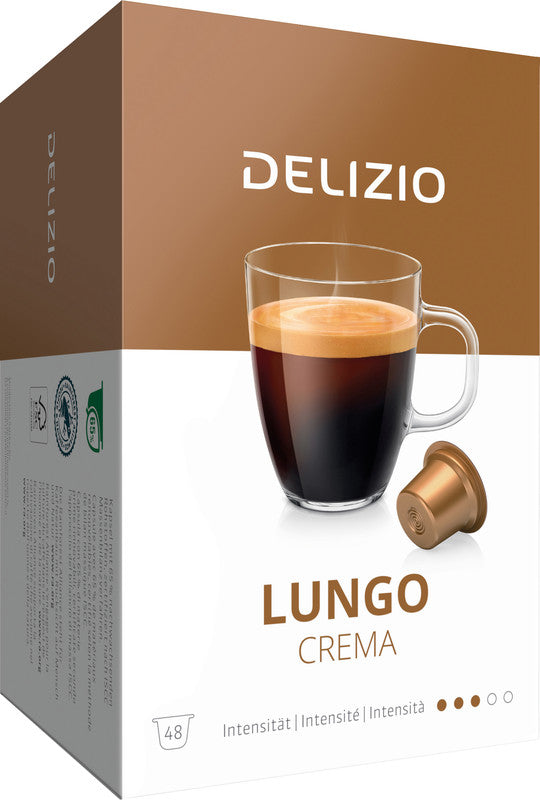 Delizio Kaffeekapseln Lungo Crema – für Delizio – Intensität 3/5 – 48 Kapseln