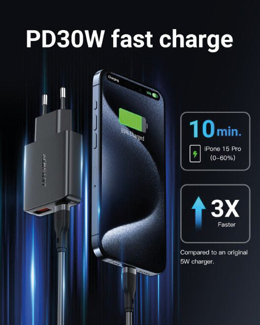 Acefast A69 Ladegerät – 30 W, 1× USB-C + 1× USB-A