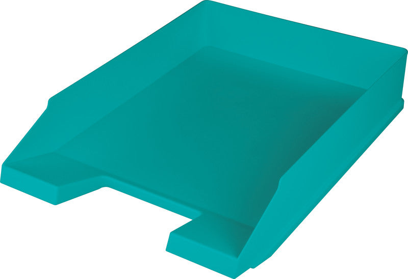Helit Briefkorb – mit Griffausschnitt, mit Beschriftungsfeld, matt, türkis, B 255 × H 67 × T 345 mm
