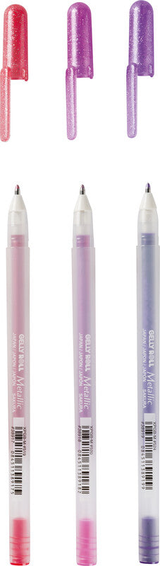 Sakura Gelly Metallic Gelschreiber 3er Set – 3 Farben, 0,5 mm, schnelltrocknend, für dunkles Papier, Kappe