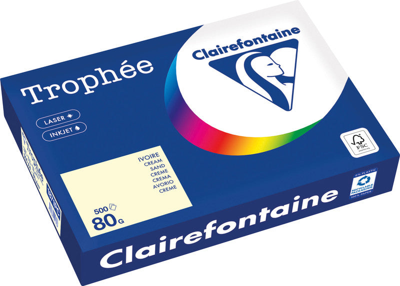 Clairefontaine Kopierpapier – A4, 80 g/m², Sand – für Inkjet/Laser/Kopierer – FSC, EU Ecolabel – 500 Blatt