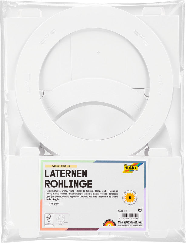 Folia Laternen-Rohling rund – weiss – Ø 220 × 100 mm, 5 Stück, Karton