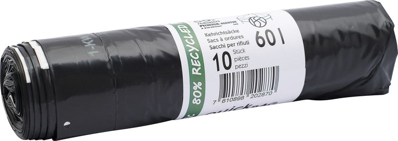 Kehrichtsack Quickbag OKS – 60 l, mit Zugband, PE, schwarz, 51 µm, 10 Stk