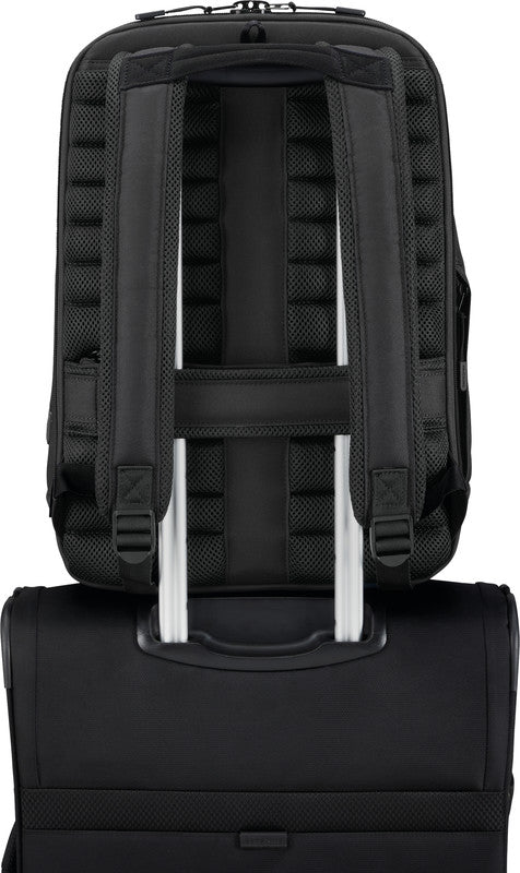 Samsonite Stackd Biz Notebook-Rucksack – 16,5 l, Aufsteckfunktion, USB-Port, recyceltes PET (rPET), schwarz