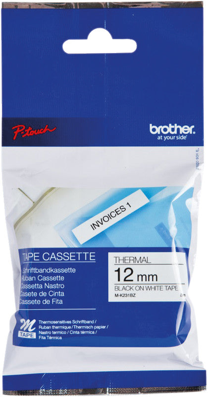 Brother Schriftband – 12 mm × 8 m, weiss, schwarz