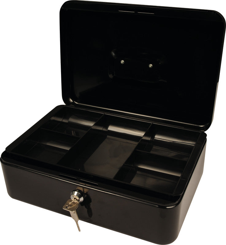Q-Connect – Geldkassette – mit Schlüssel – 30 × 21,7 × 10 cm – Schwarz – Stahl
