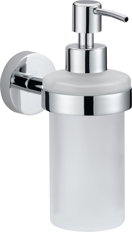 TESA Smooz – Seifenspender, 200 ml, für Seife und Desinfektionsmittel, Wandmontage, Glas, Weiss