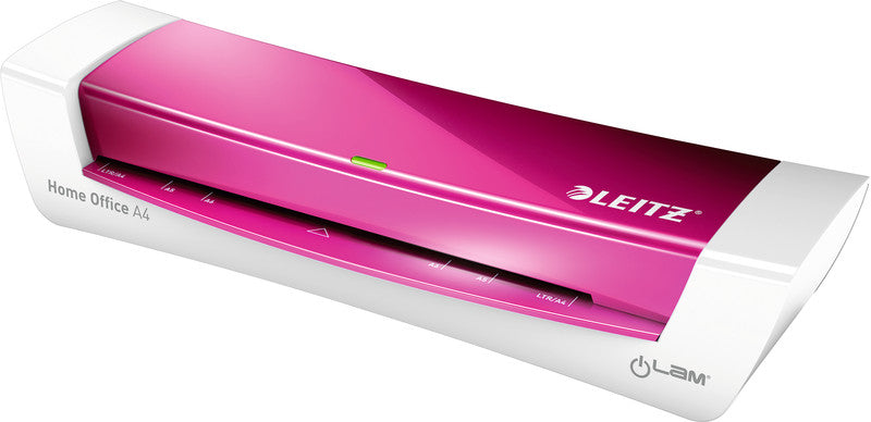 Leitz iLAM Home Office WOW Laminiergerät A4 – 2-Rollen, 80–125 µm, Aufheizzeit 2 Min., 310 mm/min, Pink