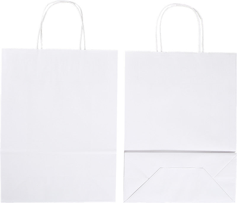 Elco Tragetasche aus Kraftpapier – 50 Stk. – mit gedrehter Kordel, reissfest – 220 × 290 × 100 mm – weiss