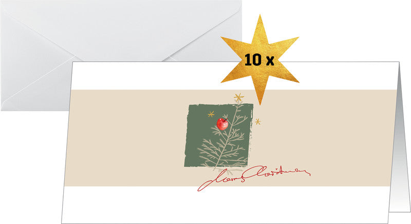 Sigel Weihnachtsgrusskarte (Äpfel) – 220 × 110 mm – mit Umschlägen, für Inkjet/Laser/Kopierer, 10er Pack