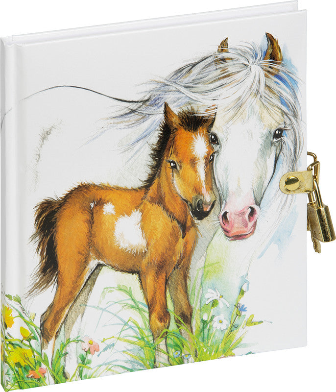 Pagna Pferde Idylle Tagebuch – 155 × 180 mm – 128 Seiten – mit Schloss, gebunden, mehrfarbig