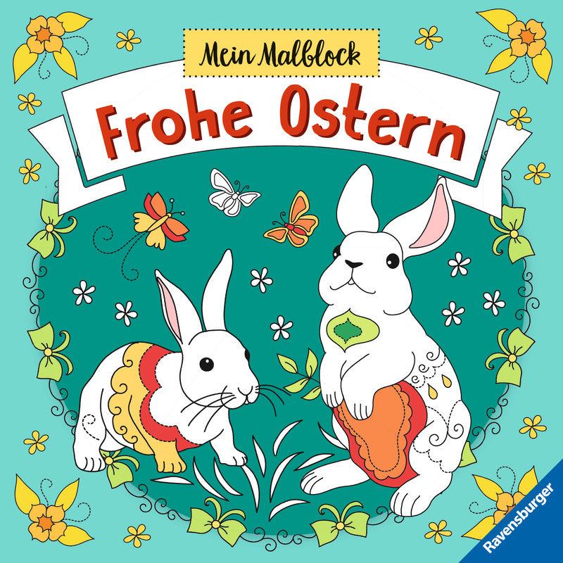Ravensburger Frohe Ostern Malblock, Papier, 22 × 22 cm, Mehrfarbig, ab 6 Jahren