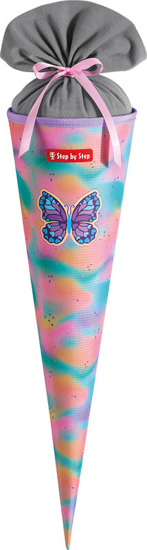 Step by Step Schultüte 70 cm × Ø 18 cm, 5 l – Motiv Schmetterling Luna – Serie CLOUD FLASH – rPET