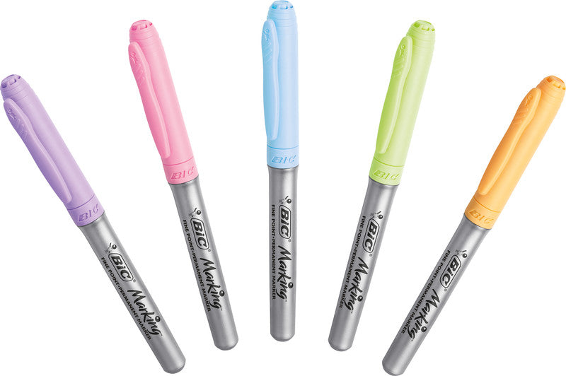 BIC Permanentmarker – Rundspitze 0,8 mm – Mehrfarbig – 5er-Pack