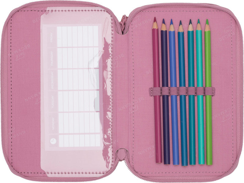 Beckmann Sport Jr. – Schüleretui, 3 Klappen, gefüllt (28-teilig), mehrfarbig, 12 × 20,5 × 7 cm