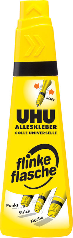 UHU Alleskleber – Flasche, permanent, transparent, schnelltrocknend, auswaschbar, 90 g, zum Basteln