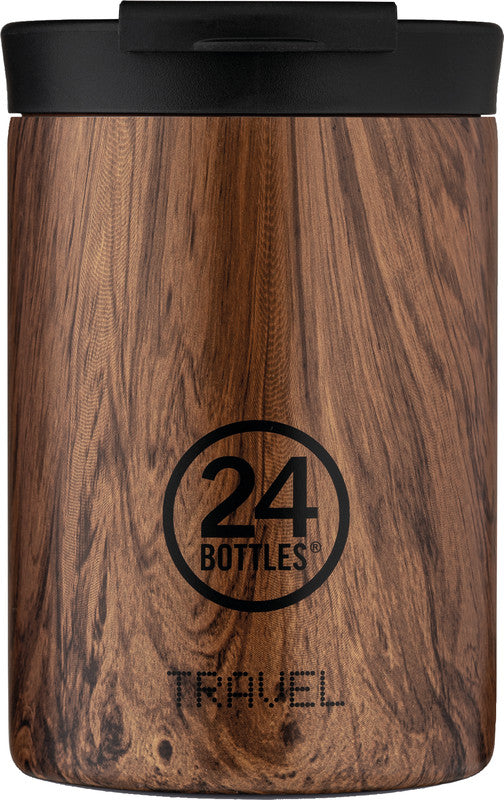 24Bottles Thermobecher Travel Tumbler – 3,5 dl – Edelstahl, isoliert, Sip&Go-Deckel – Sequoia Wood