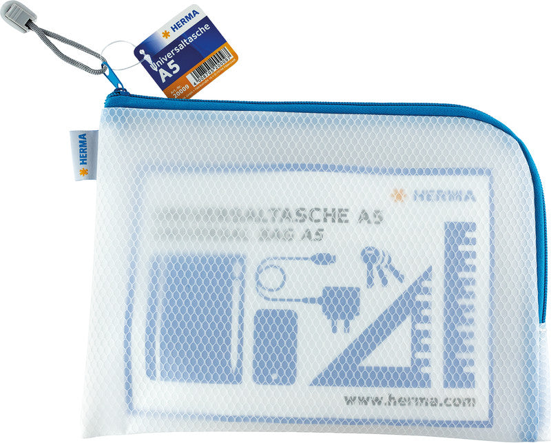 HERMA Reissverschlusstasche – für wichtige Dokumente und Utensilien – 260 × 200 mm, Kunststoff, Blau – 1 Stück
